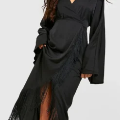 Robe Portefeuille à Franges -Pas Cher Vêtue Diva Magasin gzz42574 black xl 3