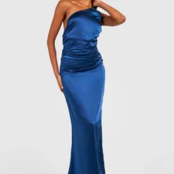 Robe De Demoiselle D’honneur Asymétrique Satinée -Pas Cher Vêtue Diva Magasin gzz42583 navy xl 2