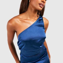 Robe De Demoiselle D’honneur Asymétrique Satinée -Pas Cher Vêtue Diva Magasin gzz42583 navy xl 3