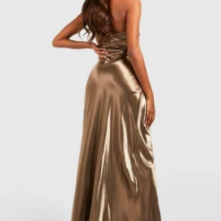 Robe De Demoiselle D'honneur Bandeau Satinée -Pas Cher Vêtue Diva Magasin gzz42586 bronze xl 2