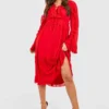 Robe Babydoll Nouée à Volants -Pas Cher Vêtue Diva Magasin gzz42594 red xl