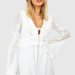 Robe Longue En Dentelle à Volants -Pas Cher Vêtue Diva Magasin gzz42599 ivory xl 2 scaled