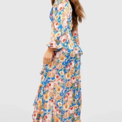 Robe Longue Fleurie Cache-cœur -Pas Cher Vêtue Diva Magasin gzz42601 blue xl 1