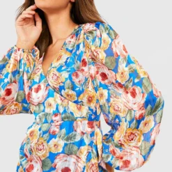 Robe Longue Fleurie Cache-cœur -Pas Cher Vêtue Diva Magasin gzz42601 blue xl 3