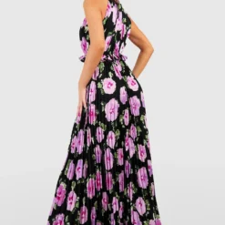 Robe Longue Fleurie à Col Montant -Pas Cher Vêtue Diva Magasin gzz42623 black xl 1