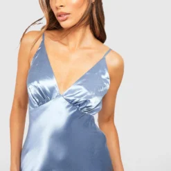 Robe Demoiselle D'honneur Satinée Décolletée -Pas Cher Vêtue Diva Magasin gzz42640 blue xl 3