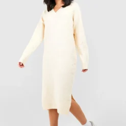 Robe Pull Premium à Col V -Pas Cher Vêtue Diva Magasin gzz42707 cream xl 2