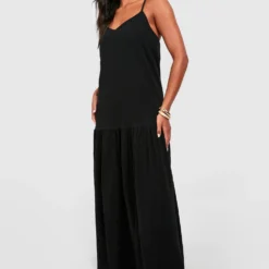 Robe Babydoll En Lin à Col V 8 Robe Babydoll En Lin à Col V -Pas Cher Vêtue Diva Magasin gzz42713 black xl 2