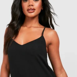 Robe Babydoll En Lin à Col V 9 Robe Babydoll En Lin à Col V -Pas Cher Vêtue Diva Magasin gzz42713 black xl 3