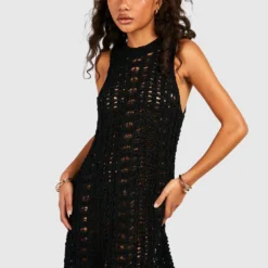 Robe Courte En Crochet -Pas Cher Vêtue Diva Magasin gzz42782 black xl 2