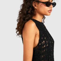 Robe Courte En Crochet -Pas Cher Vêtue Diva Magasin gzz42782 black xl 3