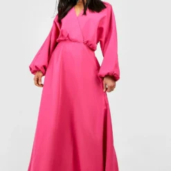 BOOHOO Petite - Robe Portefeuille à Manches Larges