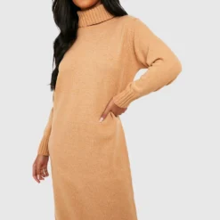 Tall - Robe Pull Longue à Col Roulé -Pas Cher Vêtue Diva Magasin gzz43699 camel xl 2