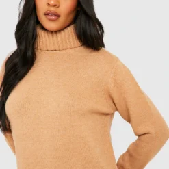 Tall - Robe Pull Longue à Col Roulé -Pas Cher Vêtue Diva Magasin gzz43699 camel xl 3