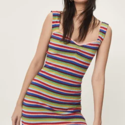 Robe Courte Côtelée à Rayures -Pas Cher Vêtue Diva Magasin gzz43777 multi xl 2 scaled