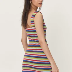 Robe Courte Côtelée à Rayures -Pas Cher Vêtue Diva Magasin gzz43777 multi xl 3 scaled