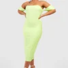 Grande Taille - Robe Bandage Premium à épaules Dénudées 2 Grande Taille - Robe Bandage Premium à épaules Dénudées -Pas Cher Vêtue Diva Magasin gzz43941 lime xl