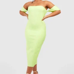 Grande Taille - Robe Bandage Premium à épaules Dénudées