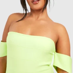 Grande Taille - Robe Bandage Premium à épaules Dénudées -Pas Cher Vêtue Diva Magasin gzz43941 lime xl 3