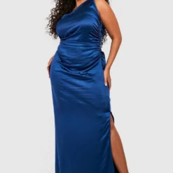 Grande Taille - Robe Asymétrique Satinée 8 Grande Taille - Robe Asymétrique Satinée -Pas Cher Vêtue Diva Magasin gzz43966 navy xl 2