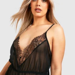 Grande Taille - Robe à Bordure En Dentelle -Pas Cher Vêtue Diva Magasin gzz43983 black xl 2