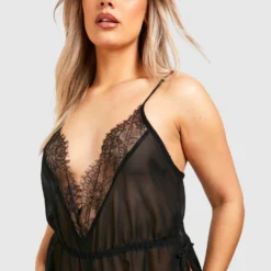 Grande Taille - Robe à Bordure En Dentelle -Pas Cher Vêtue Diva Magasin gzz43983 black xl 3 scaled