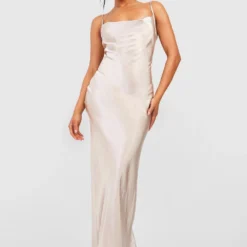 Petite - Robe De Demoiselle D'honneur Satinée à Col Bénitier -Pas Cher Vêtue Diva Magasin gzz43996 champagne xl 2