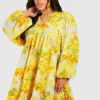 Grande Taille - Robe Fleurie à Volants 2 Grande Taille - Robe Fleurie à Volants -Pas Cher Vêtue Diva Magasin gzz44011 yellow xl scaled