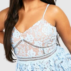Grande Taille - Robe Babydoll En Dentelle Premium -Pas Cher Vêtue Diva Magasin gzz44053 pastel20blue xl 3