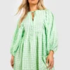BOOHOO Grande Taille - Robe Texturée à Imprimé Vichy -Pas Cher Vêtue Diva Magasin gzz44109 green xl