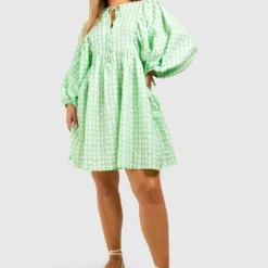 BOOHOO Grande Taille - Robe Texturée à Imprimé Vichy 8 BOOHOO Grande Taille - Robe Texturée à Imprimé Vichy -Pas Cher Vêtue Diva Magasin gzz44109 green xl 2