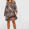 Grande Taille - Robe De Chambre à Imprimé Léopard -Pas Cher Vêtue Diva Magasin gzz44112 brown xl