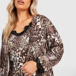 Grande Taille - Robe De Chambre à Imprimé Léopard -Pas Cher Vêtue Diva Magasin gzz44112 brown xl 3