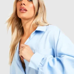 Grande Taille - Robe Chemise Oversize En Popeline -Pas Cher Vêtue Diva Magasin gzz44121 sky20blue xl 3 scaled