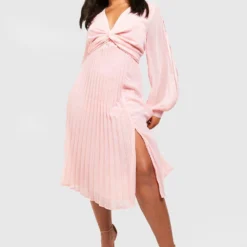 Grande Taille - Robe Patineuse Plissée Torsadée -Pas Cher Vêtue Diva Magasin gzz44123 blush xl 2