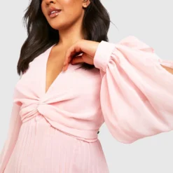 Grande Taille - Robe Patineuse Plissée Torsadée -Pas Cher Vêtue Diva Magasin gzz44123 blush xl 3