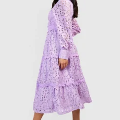 Petite - Robe Longue Premium En Dentelle Découpée 7 Petite - Robe Longue Premium En Dentelle Découpée -Pas Cher Vêtue Diva Magasin gzz44136 lilac xl 1