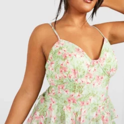 Grande Taille - Robe Mi-longue Fleurie Froncée