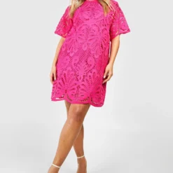 Grande Taille - Robe Premium En Crochet -Pas Cher Vêtue Diva Magasin gzz44255 hot20pink xl 2