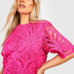Grande Taille - Robe Premium En Crochet -Pas Cher Vêtue Diva Magasin gzz44255 hot20pink xl 3
