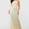BOOHOO Petite - Robe Longue Pailletée Dos Nu 1 BOOHOO Petite - Robe Longue Pailletée Dos Nu -Pas Cher Vêtue Diva Magasin gzz44256 lemon xl