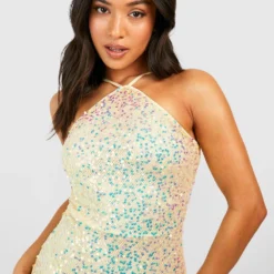 BOOHOO Petite - Robe Longue Pailletée Dos Nu -Pas Cher Vêtue Diva Magasin gzz44256 lemon xl 3