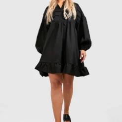 BOOHOO Grande Taille - Robe Chemise à Volants