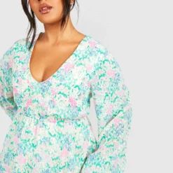 Grande Taille - Robe Fleurie En Plumetis à Volants -Pas Cher Vêtue Diva Magasin gzz44276 multi xl 2
