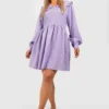 Grande Taille - Robe à Carreaux Et Volants -Pas Cher Vêtue Diva Magasin gzz44278 lilac xl