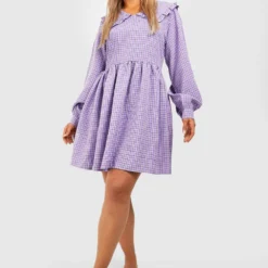 Grande Taille - Robe à Carreaux Et Volants