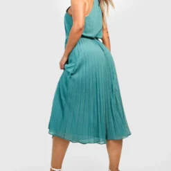 Grande Taille - Robe Patineuse Plissée Dos Nu -Pas Cher Vêtue Diva Magasin gzz44292 aqua xl 1