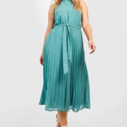 Grande Taille - Robe Patineuse Plissée Dos Nu -Pas Cher Vêtue Diva Magasin gzz44292 aqua xl 2