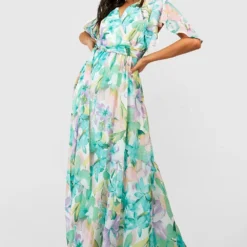 Petite - Robe Longue Fleurie à Manches Larges