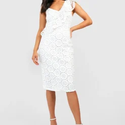 Petite - Robe Mi-longue Asymétrique En Dentelle -Pas Cher Vêtue Diva Magasin gzz44330 white xl 2